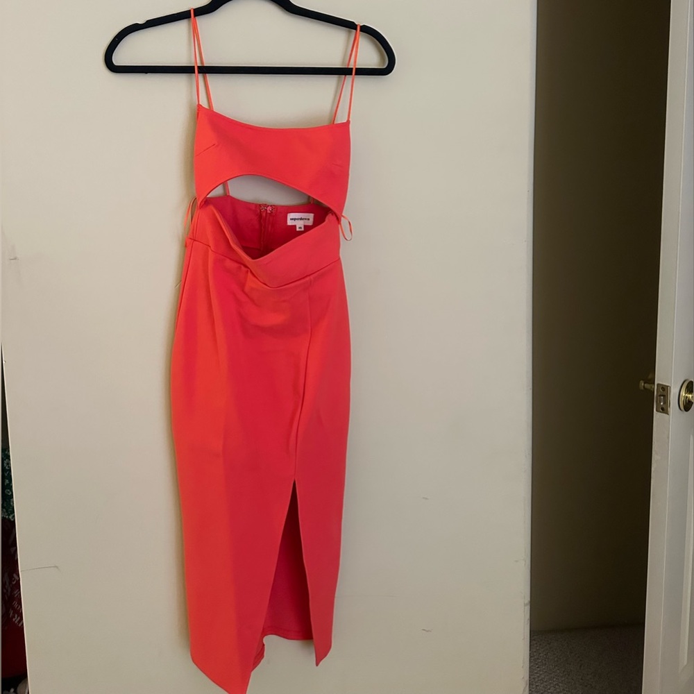 Vibrant Coral Cutout Dress